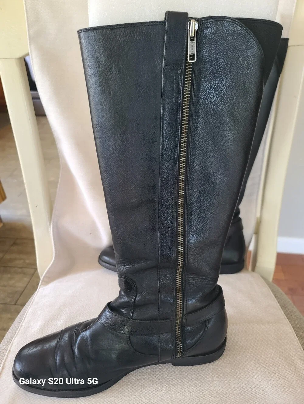 COLE HAAN Women's Black Leather Tall Riding Boots